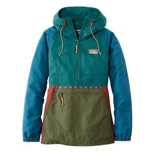 LL Bean Mountain Classic Anorak 1/2 Zip Aztec Colorblock Womens Small Gorpcore